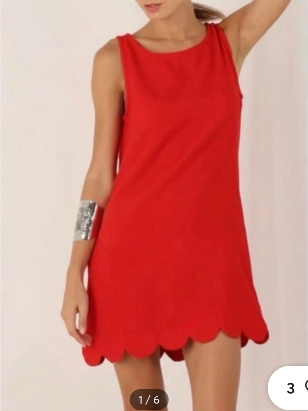NWOT Sleeveless Red Scallop-Hem Mini Dress
